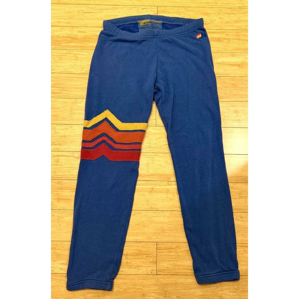 Aviator Nation Sweatpants‎ Women Unisex Size XS Stripe Navy Joggers Retro Comfy